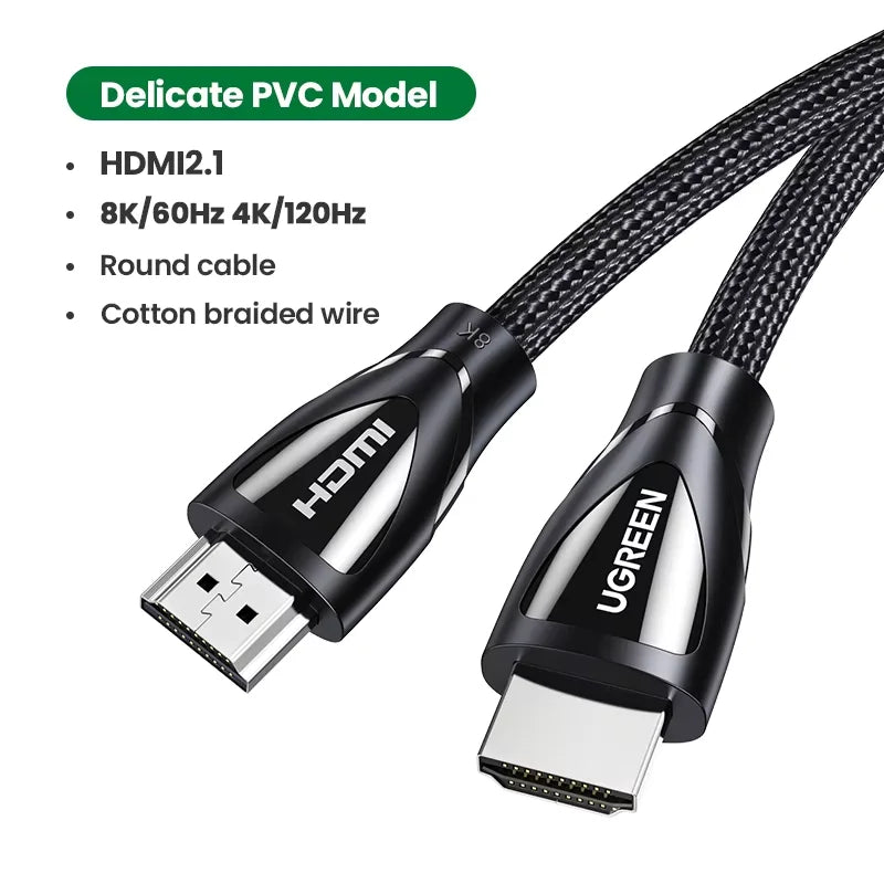 HDMI 2.1 Cable 8K 60Hz 48Gbps Ultra High Speed eARC HDR Gaming HDMI Lead Male to Male