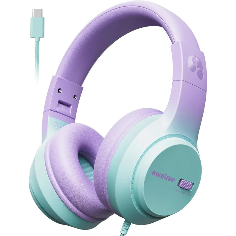 Children’s Wired Headphones with Microphone and Volume Limiter for Safe and Clear Listening
