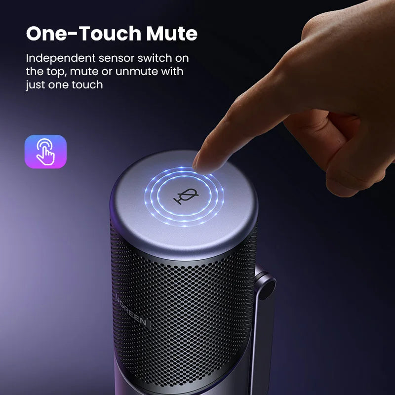 Professional USB Condenser Microphone with RGB Lighting for PC Mac Streaming Gaming Podcasting