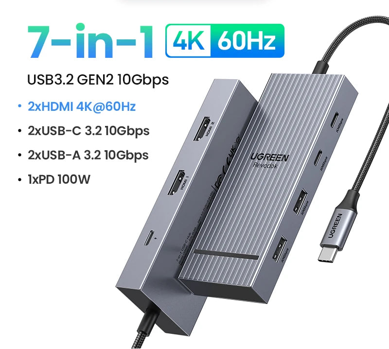 12 in 1 USB-C Dock with Dual HDMI DP 4K120Hz 10Gbps Ethernet SD Reader 100W PD Hub
