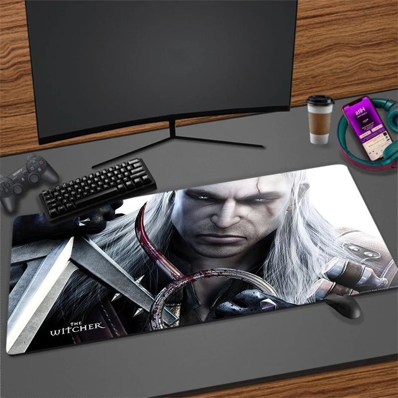 Large Cartoon Gaming Mouse Pad with Stitched Edges Non-Slip Rubber Base for Desktops and PCs