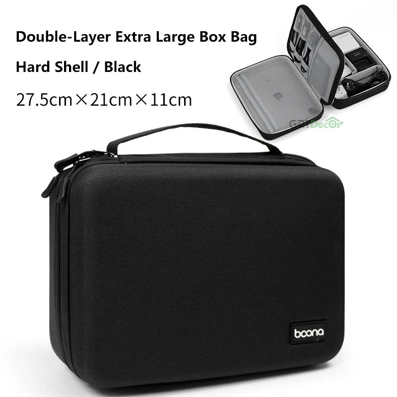 Double Layer Hard Shell Tech Organizer Case for Cables Chargers Earbuds USB Drives Travel Storage