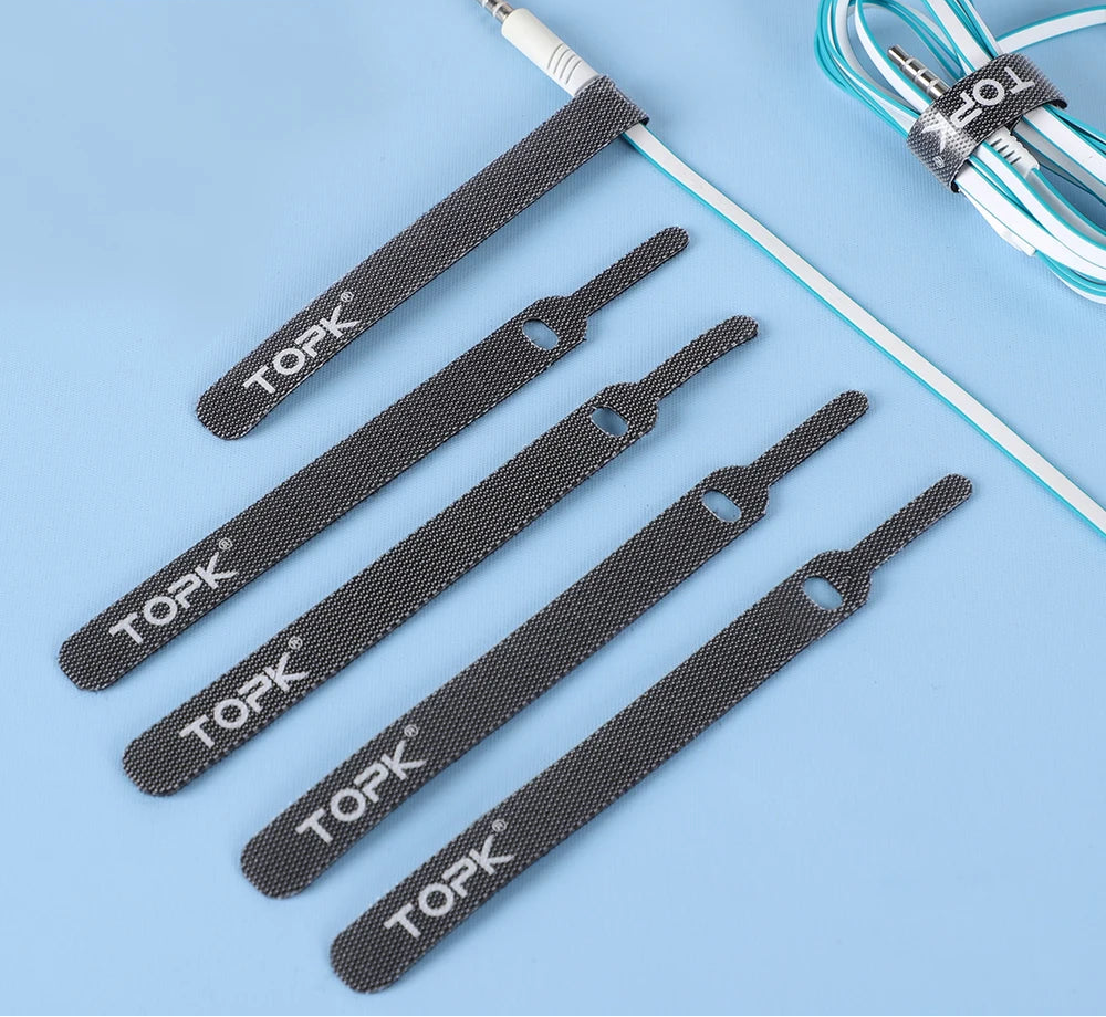 Reusable Adjustable Nylon Cable Organiser Ties for Mouse Earphones and Wires with Loop Strap