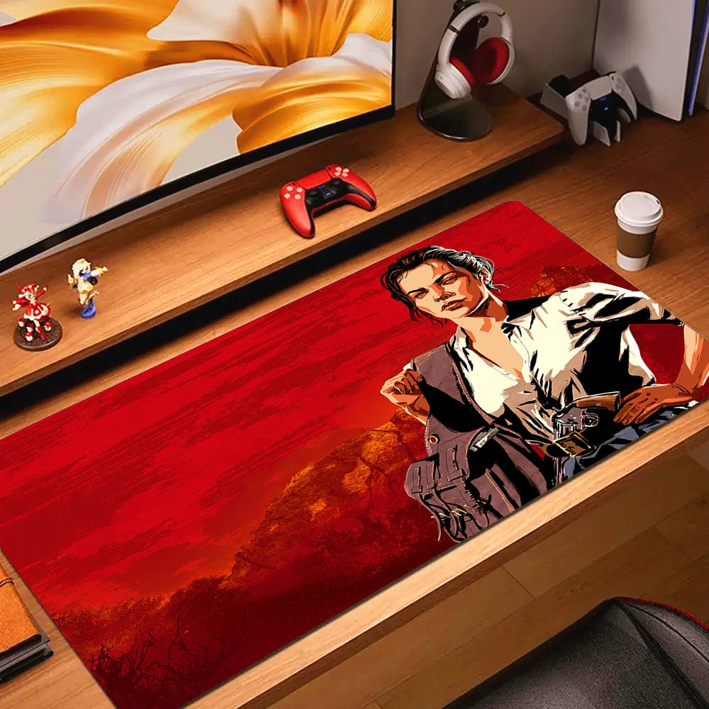 Large Non-slip Gaming Mouse Pad with Stitched Edges and Comfortable Rubber Base for Desktop Use
