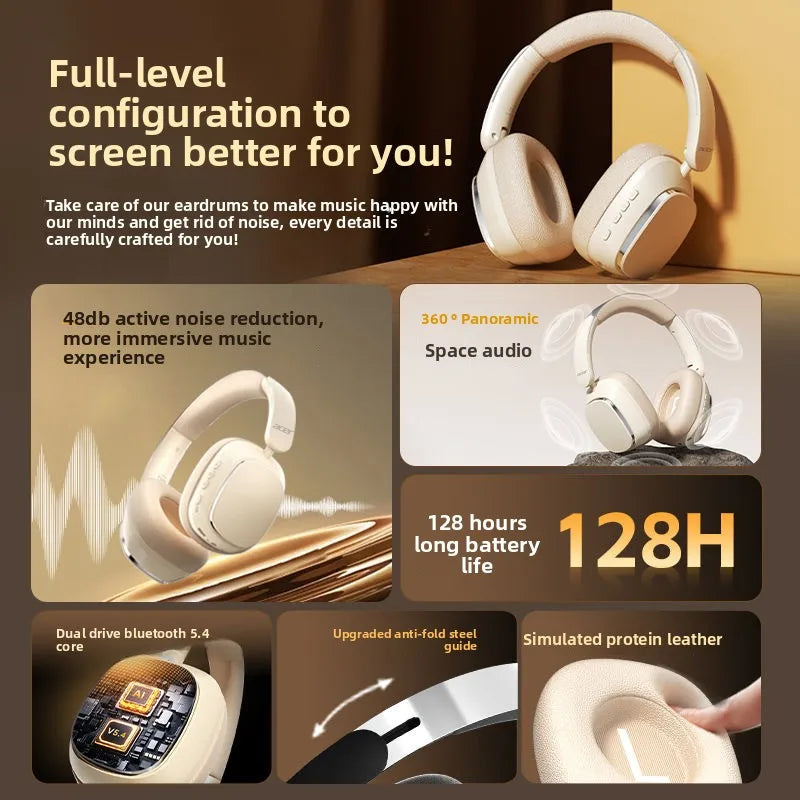 Active Noise Cancelling Bluetooth Headphones with HD Mic and Surround Sound