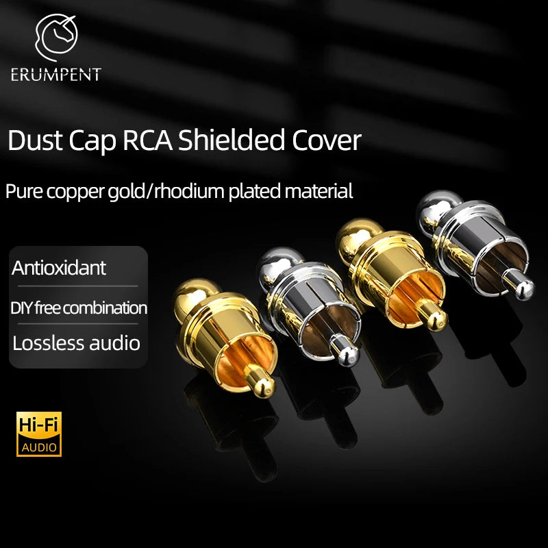 Premium Gold and Silver RCA Protector Caps with Pure Copper Noise Shielding Dust Covers