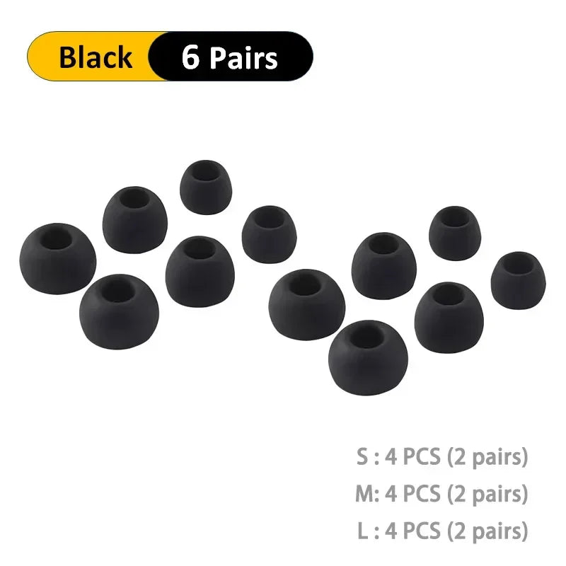 Soft Silicone Replacement Eartips 6-Pair S/M/L Cushions for In-Ear Headphones Earbud Set