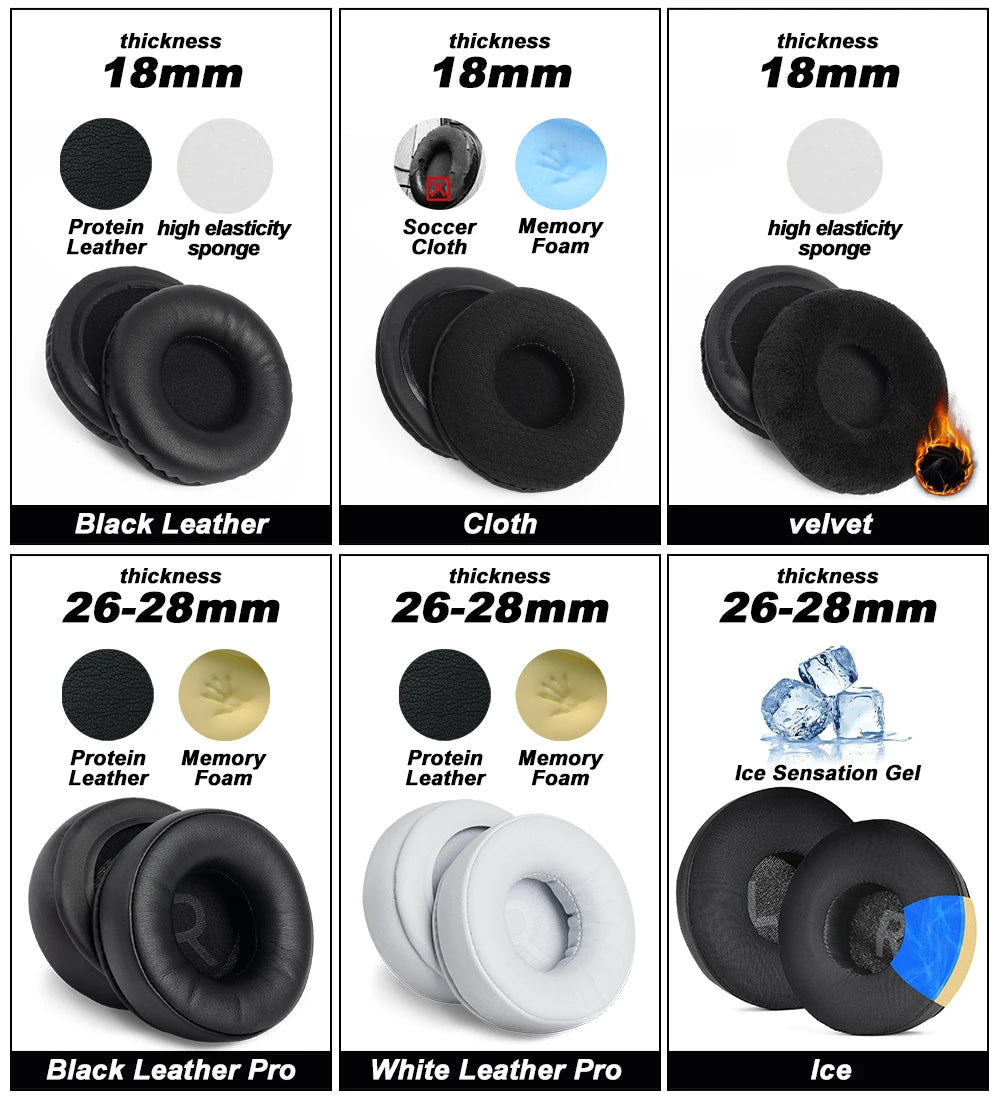 Replacement Ear Pads Memory Foam Cushions for Positive Vibration 2 Headphones Various Finishes
