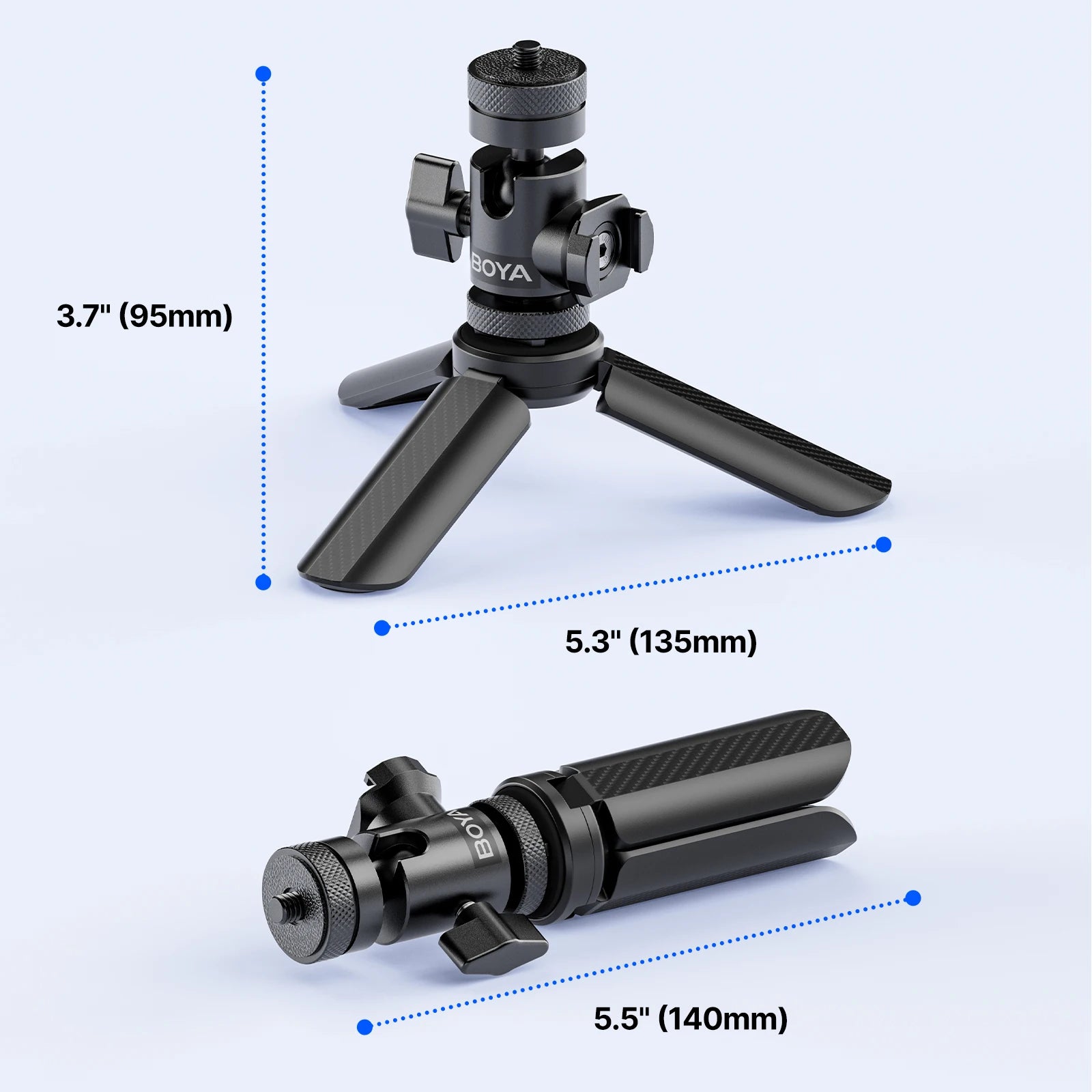Foldable Desktop Tripod Microphone Stand with Non Slip Rubber Feet for Gaming Podcasting Meetings