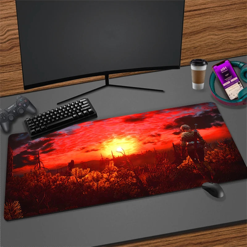 Large Cartoon Gaming Mouse Pad with Stitched Edges Non-Slip Rubber Base for Desktops and PCs