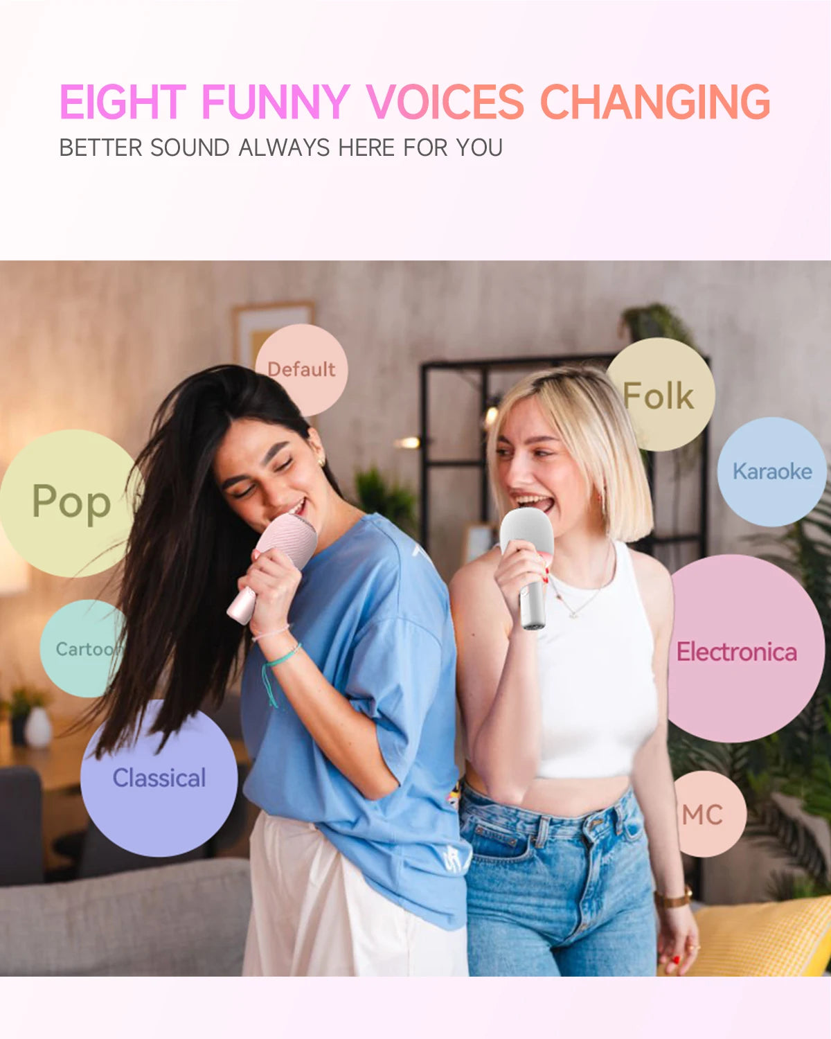 Portable 5-in-1 Wireless Bluetooth Karaoke Microphone with Speaker and Dynamic LED Lights