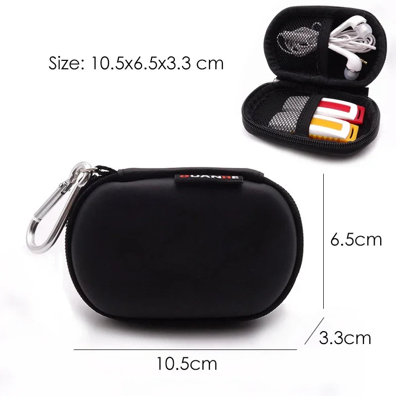 Small Hard Shell Earphone Storage Case for Cables Chargers and Mini Tech Accessories Travel Pouch