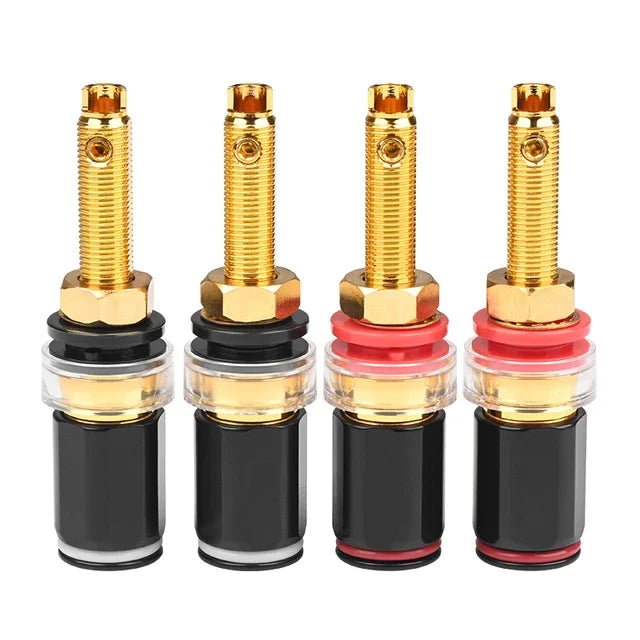 Gold Plated Copper Speaker Binding Posts Banana Jack Connectors for High Fidelity Audio