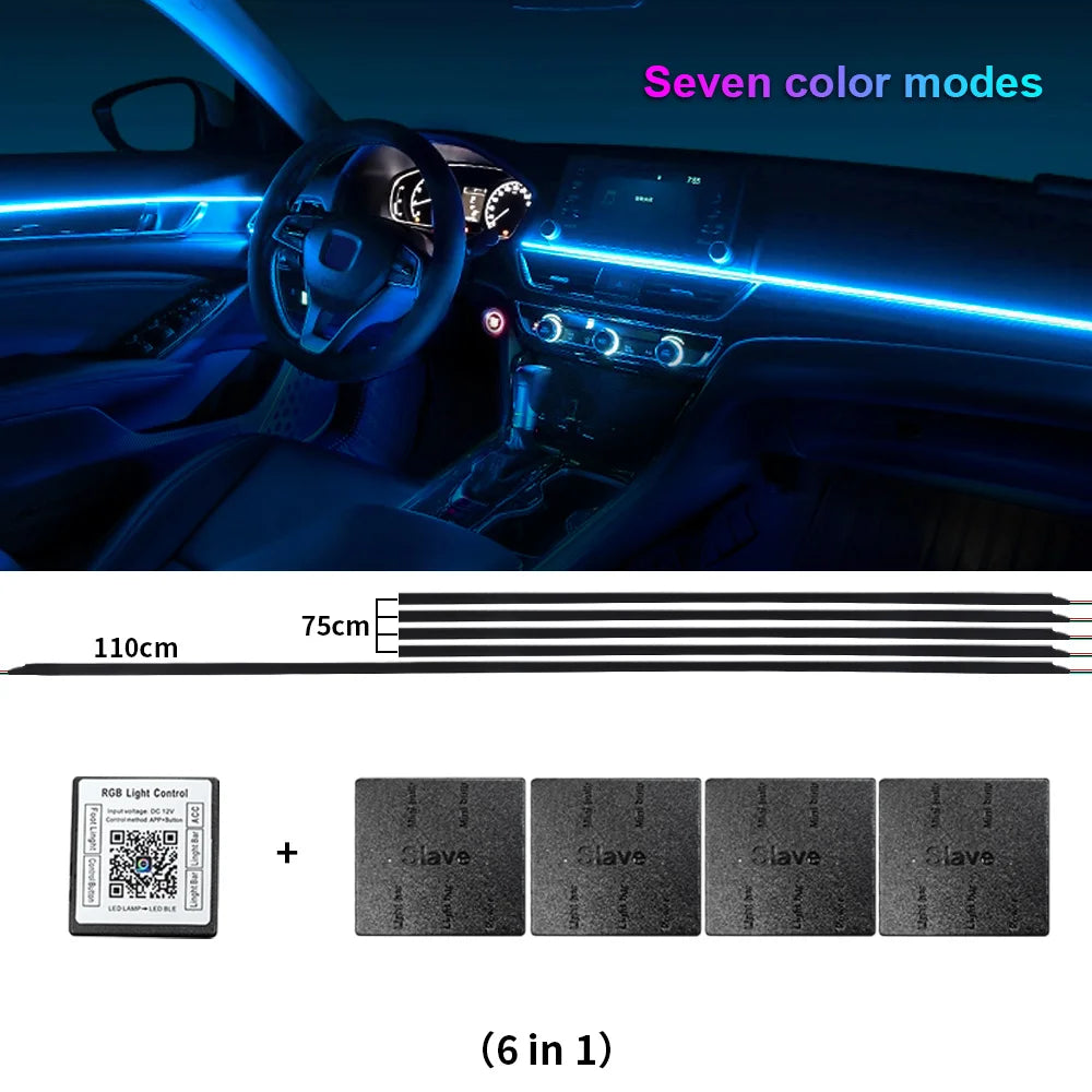 LED Acrylic Car Ambient Light Kit with RGB Colour Symphony and App Touch Control