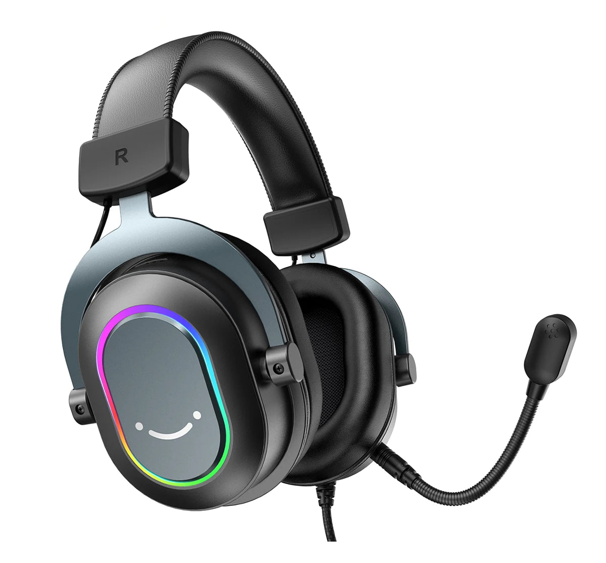 USB Gaming Headset with 7.1 Surround Sound RGB Mic 3 EQ Modes Line Control Plug and Play for PC PS5