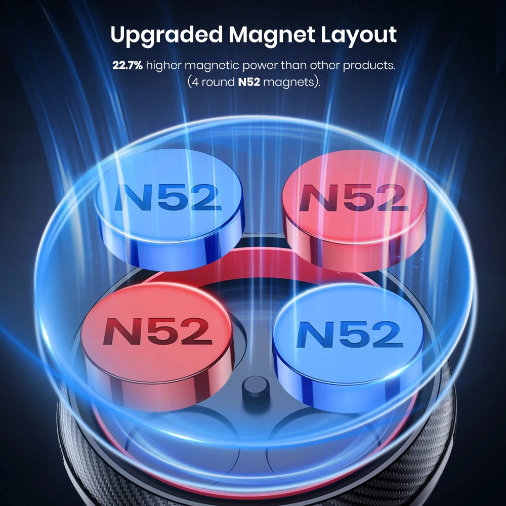 Universal 2-in-1 Magnetic Car Phone Holder, N52 Strong Magnet Mount for Dashboard & Air Vent