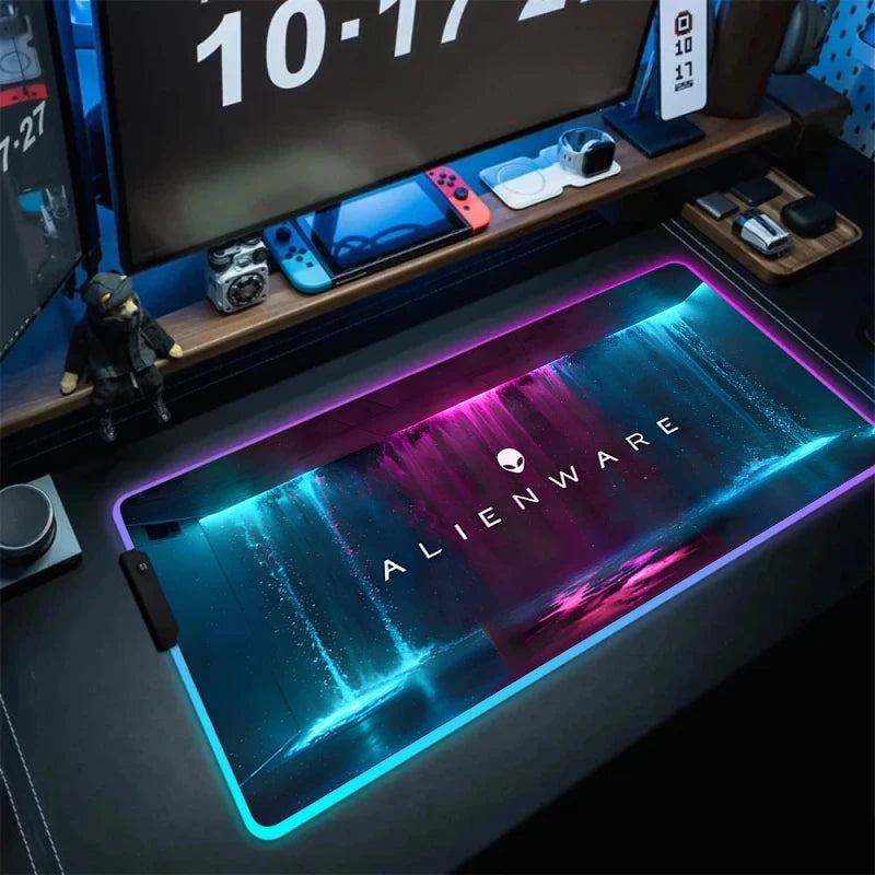 Large RGB LED Mouse Pad with Non-Slip Base, Waterproof Gaming Desk Mat for PC and Laptop Setup