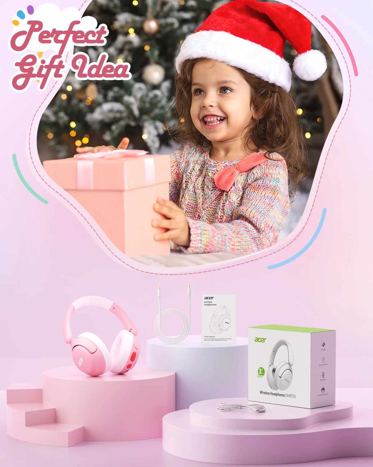 Kids Wireless Bluetooth Headphones with Mic 85dB Volume Limiter Foldable Over Ear Design