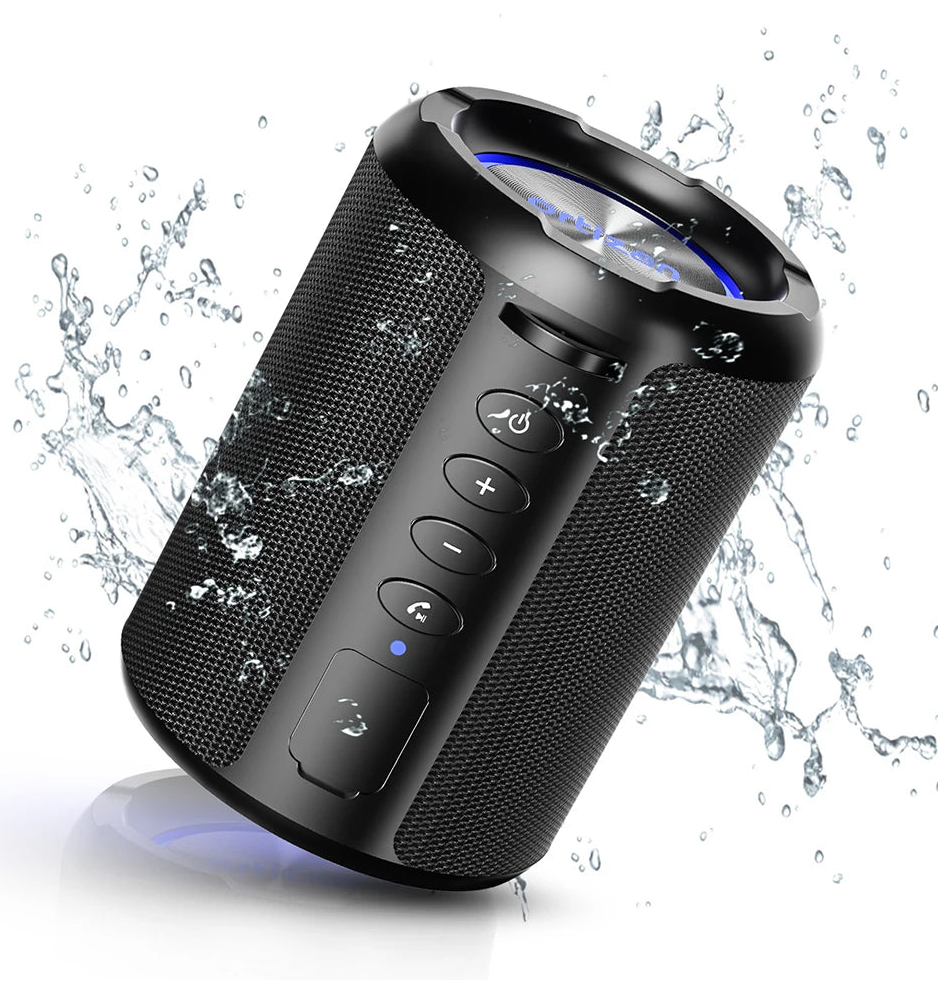 Portable Wireless Bluetooth Speaker with Deep Bass, IPX7 Waterproof Rating and RGB Lights