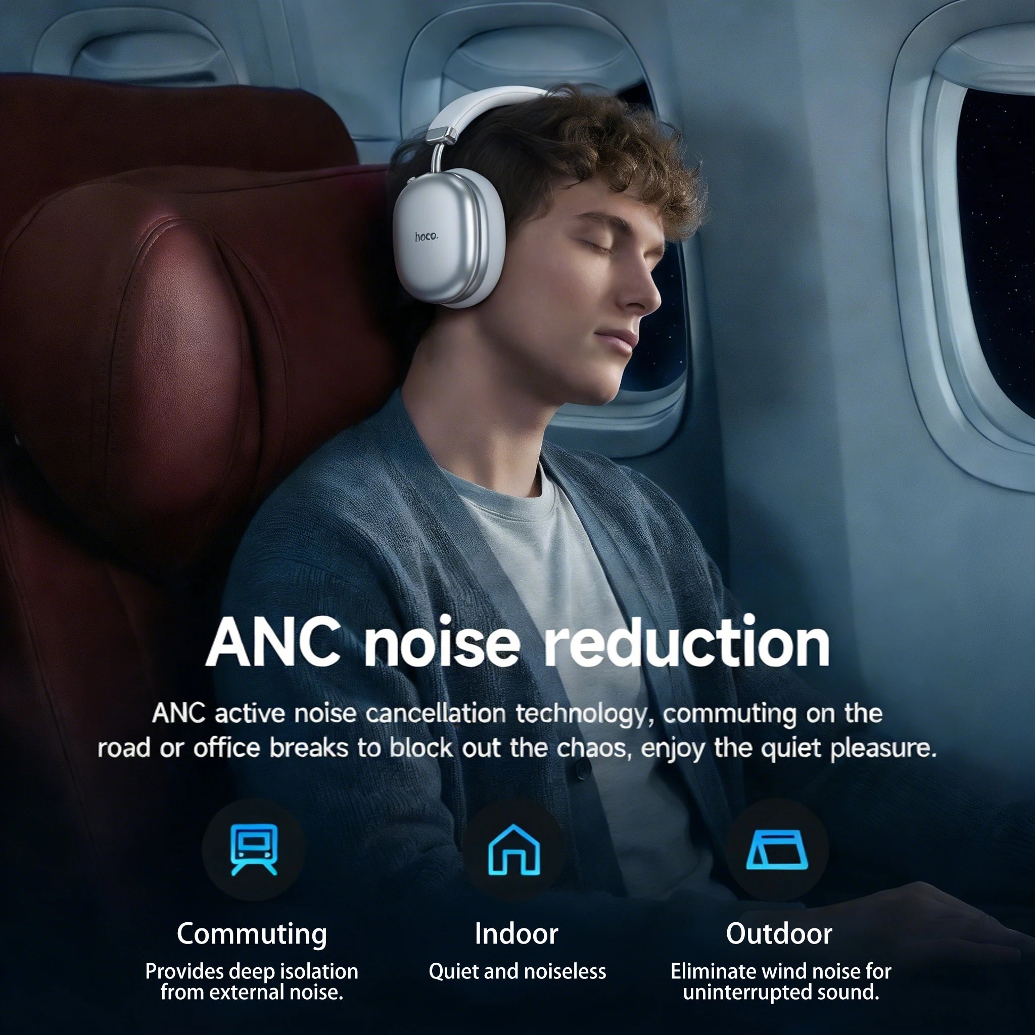 Wireless Over Ear Headphones with Active Noise Cancelling and Extra Long Battery Life 90 Hours Use