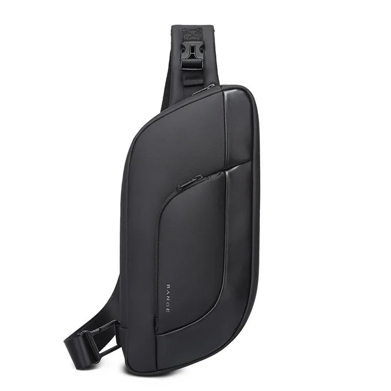 Men’s Large Capacity Crossbody Chest Bag with USB Charging and Water Resistant Oxford Material