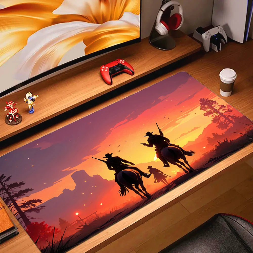 Large Non-slip Gaming Mouse Pad with Stitched Edges and Comfortable Rubber Base for Desktop Use