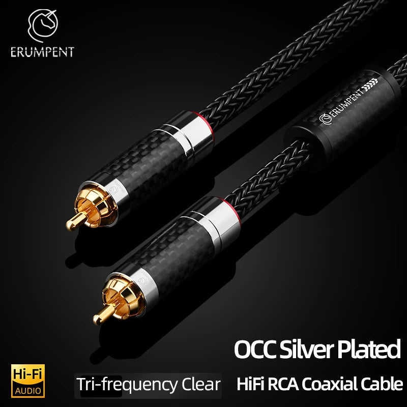Premium 75Ω Silver Plated OCC RCA Coaxial Cable for HiFi Amplifiers and Subwoofers