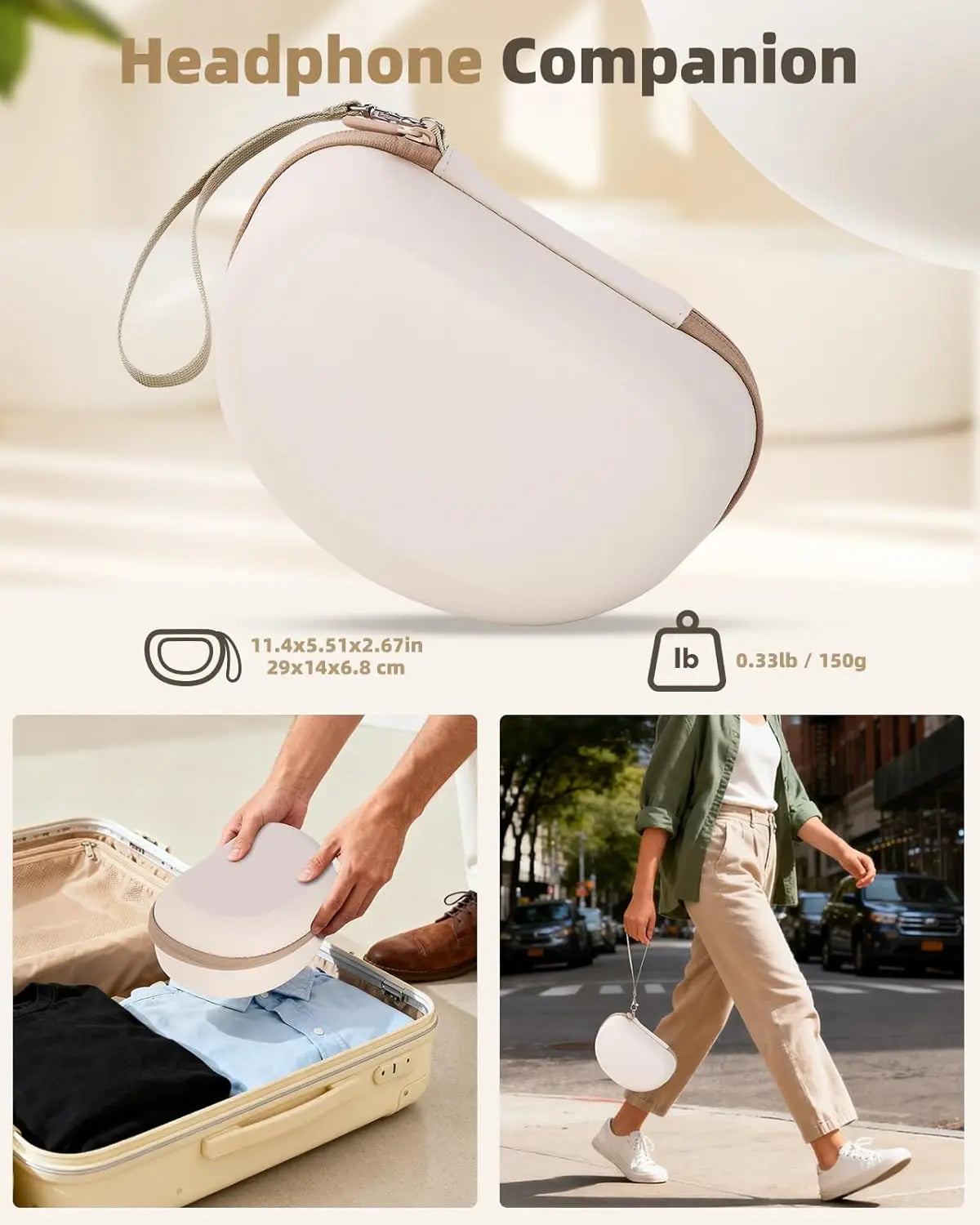 Hard Shell Headphone Carry Case for Foldable Wireless Over-Ear Headphones with Lanyard Travel Bag