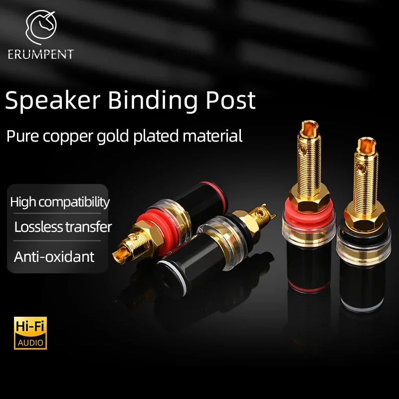 Gold Plated Copper Speaker Binding Posts Banana Jack Connectors for High Fidelity Audio