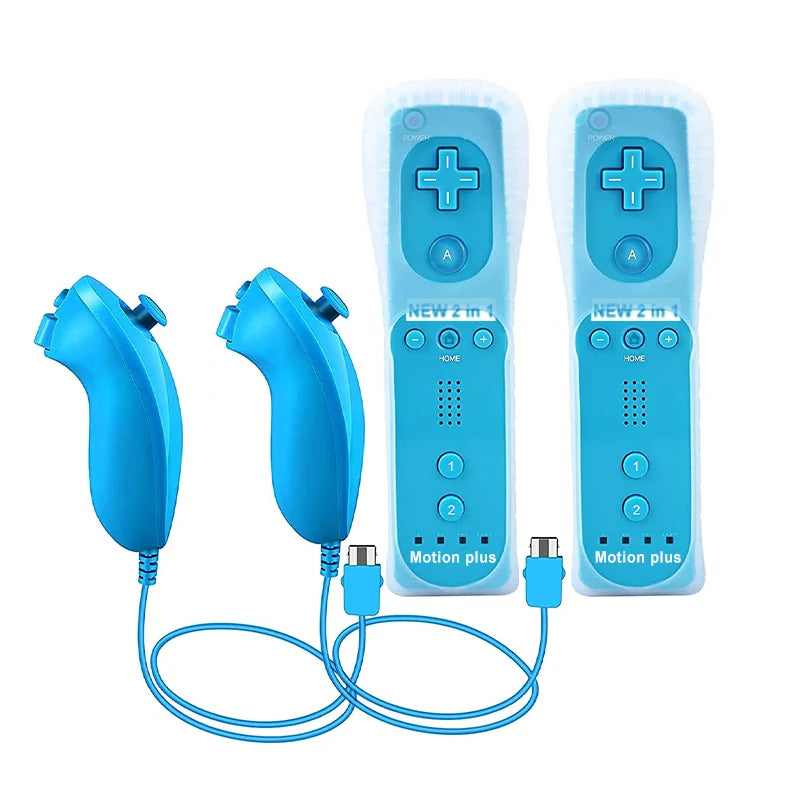 Wireless Game Controller and Nunchuck Set with Motion Sensing for Wii and Wii U Consoles