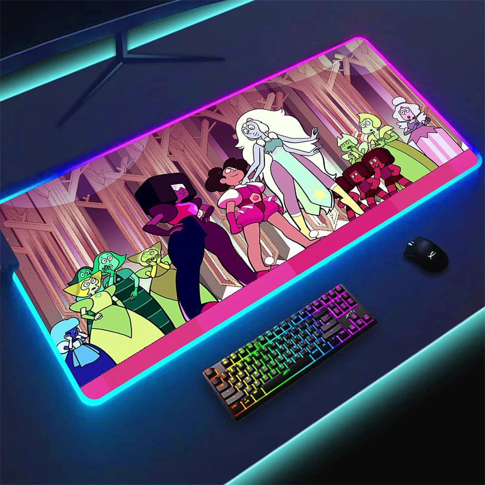 RGB Anime Gaming Mouse Pad with LED Lighting Non-slip Surface Large Waterproof Desk Mat