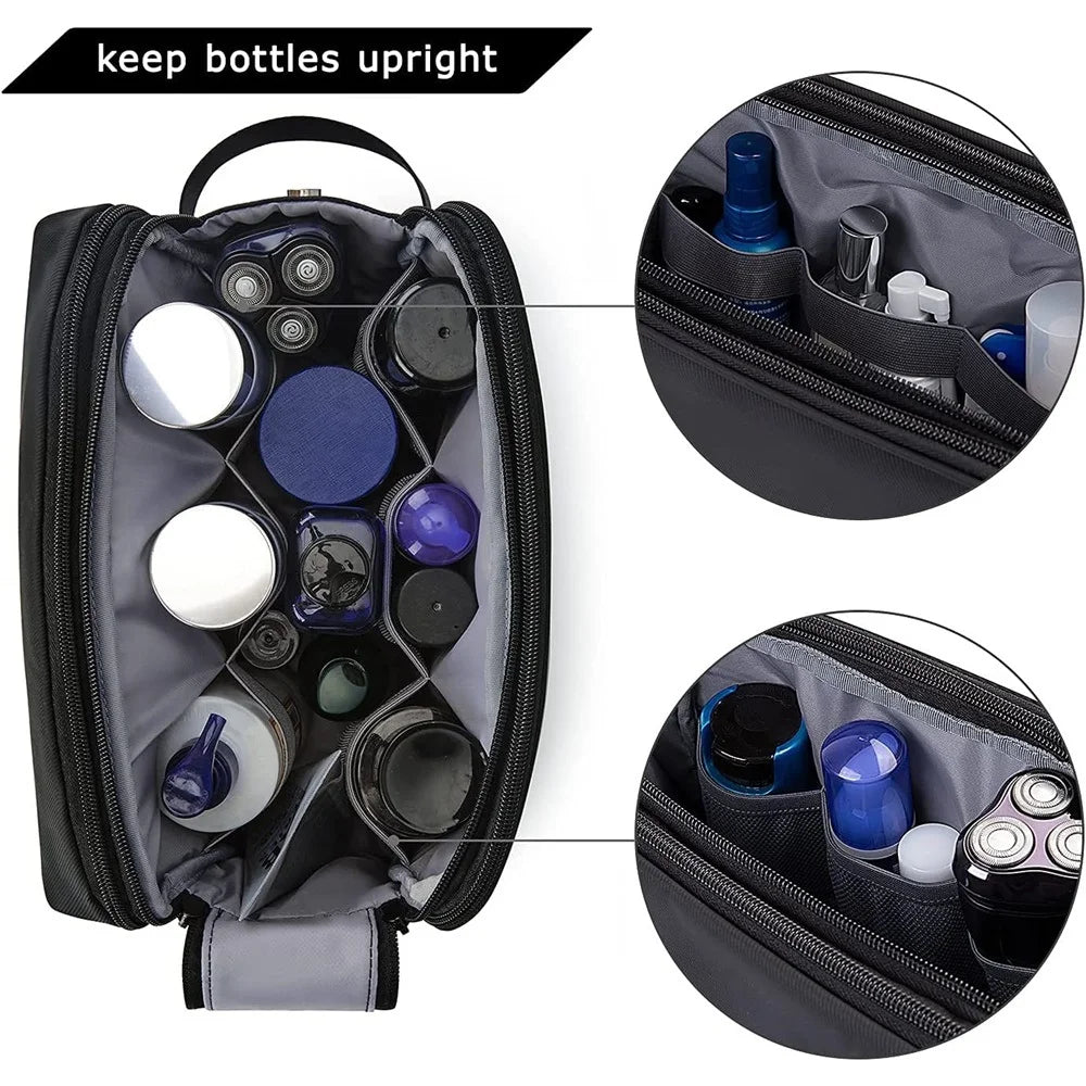 Large Capacity Multi-Layer Travel Toiletries and Makeup Organiser with Full Opening Design