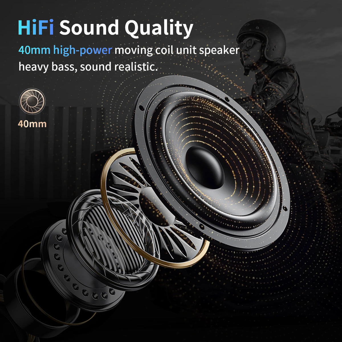 Bluetooth Motorcycle Helmet Intercom Headset with 1000m Range and Noise Cancelling Speakers