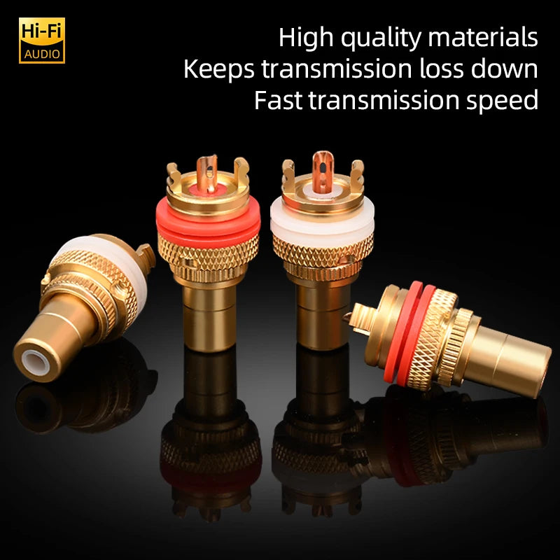 Premium HiFi RCA Female Socket Pure Copper Gold Plated Audio Connector for Amplifiers