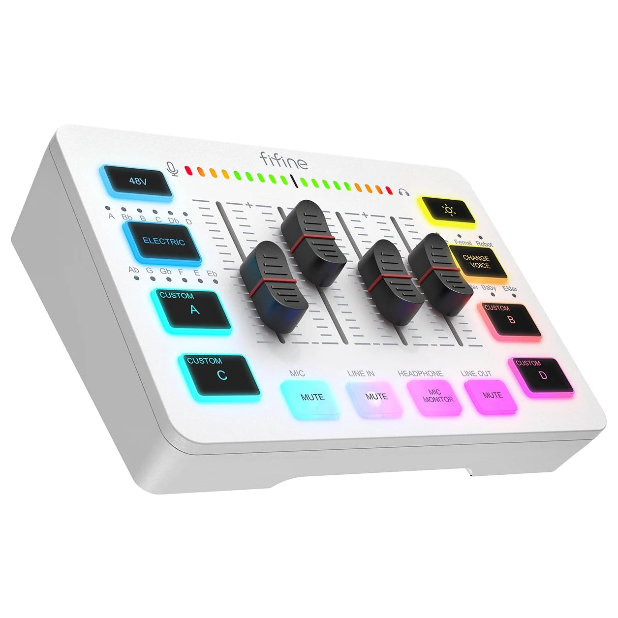 USB Gaming Audio Mixer with 4 Channels XLR Interface 48V Phantom Power RGB for Streaming Podcasting