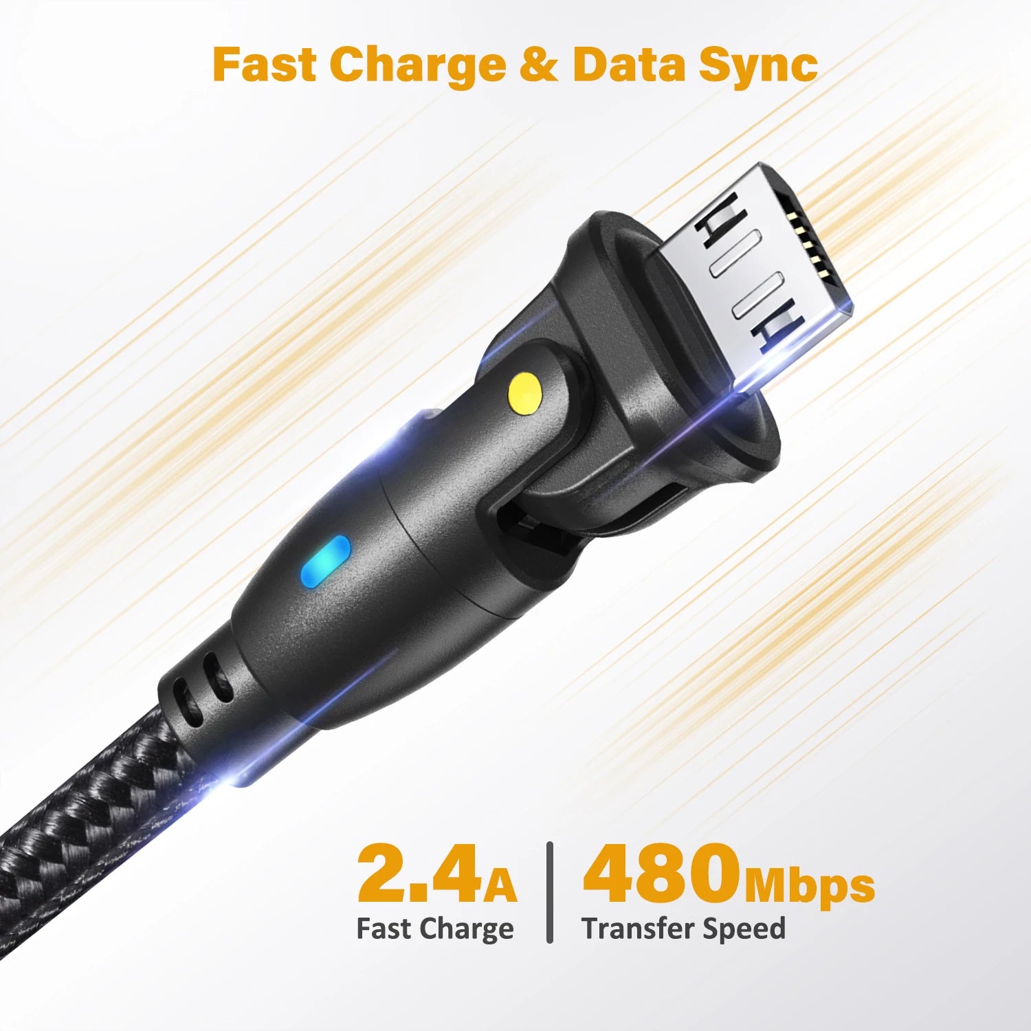 Fast Charging 3A Micro USB Cable for Android Phones with Braided Design and Data Sync