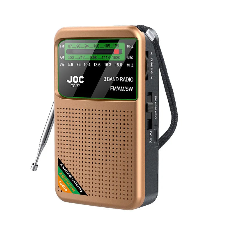 Portable Pocket Radio with FM AM SW Bands Rechargeable Battery and HD Display for Clear Reception
