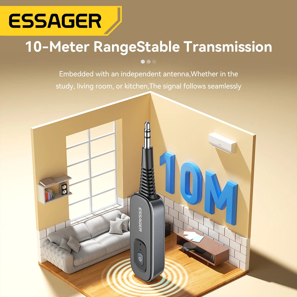 Essager Bluetooth 5.1 Audio Receiver & Transmitter with Mic, 3.5mm AUX & Type-C Adapter