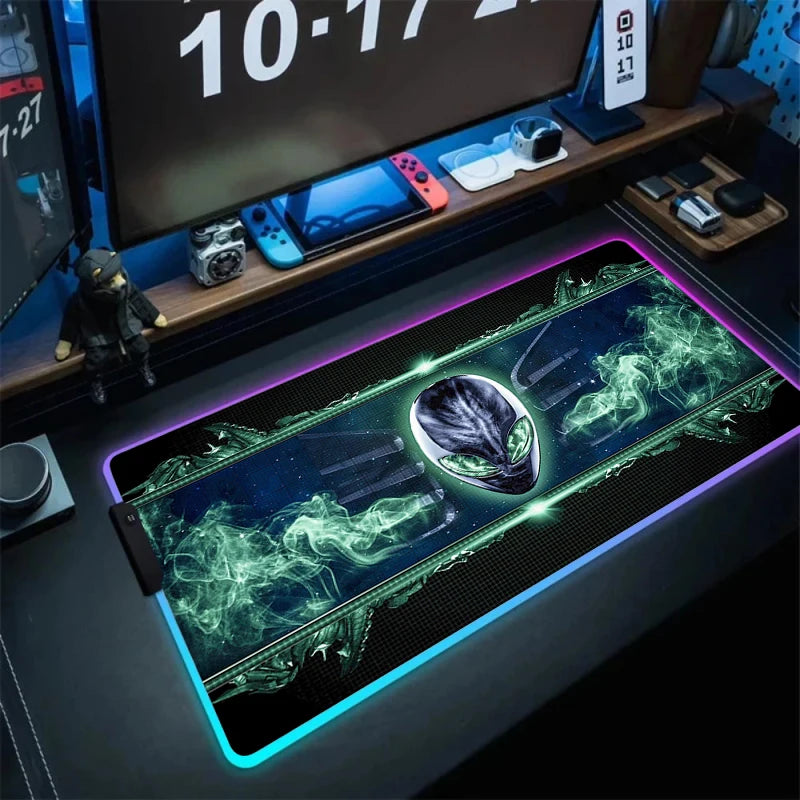 Large RGB LED Mouse Pad with Non-Slip Base, Waterproof Gaming Desk Mat for PC and Laptop Setup