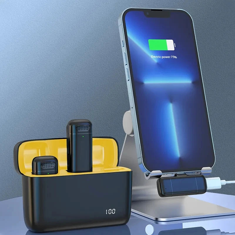 Wireless Lavalier Microphone with Charging Case for iPhone Android and Type C Devices
