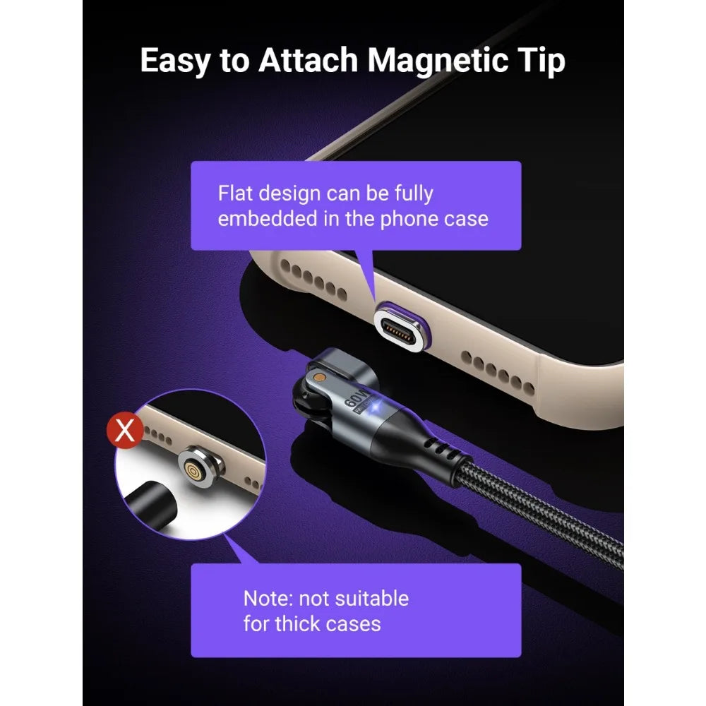 Magnetic USB Fast Charging Cable 3in1 Braided Power and Data Sync Wire
