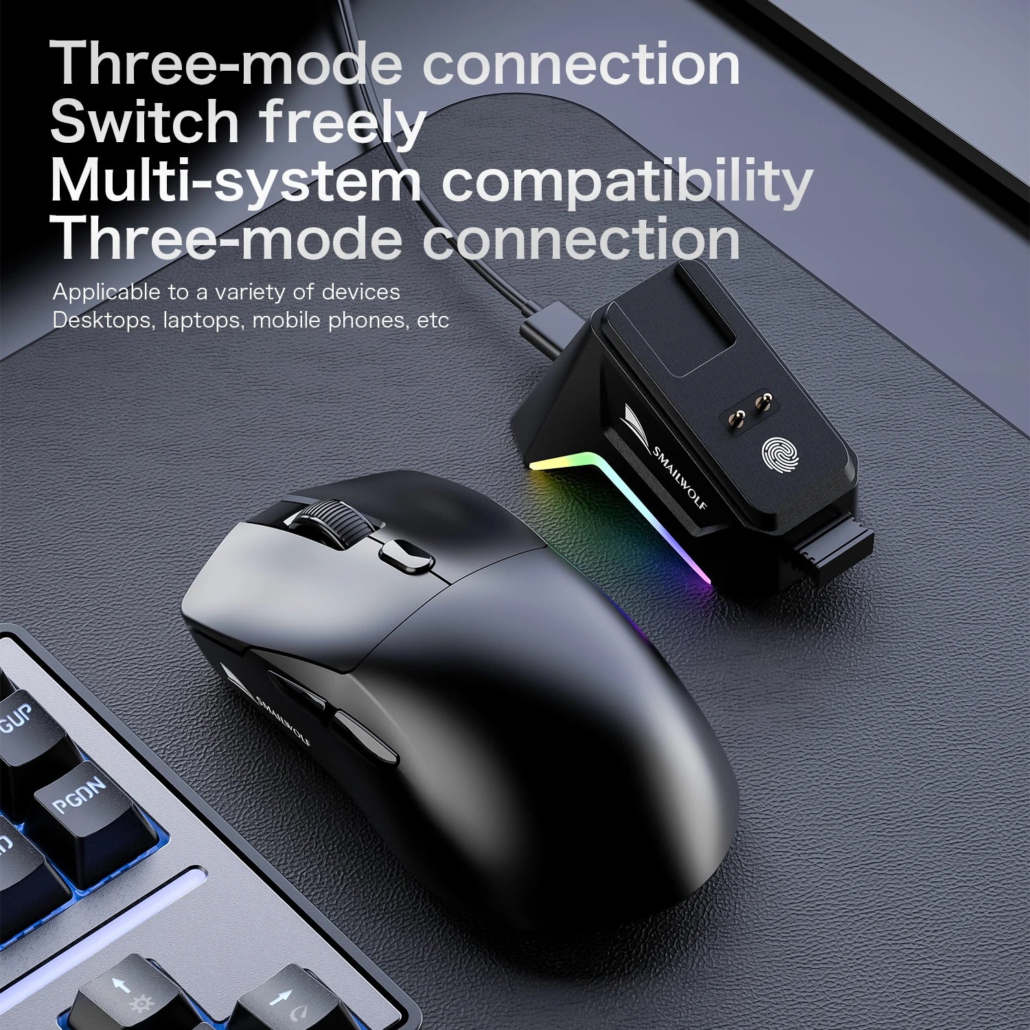 Bluetooth Wireless Gaming Mouse with Three-Mode Connectivity for Laptop and Office Use