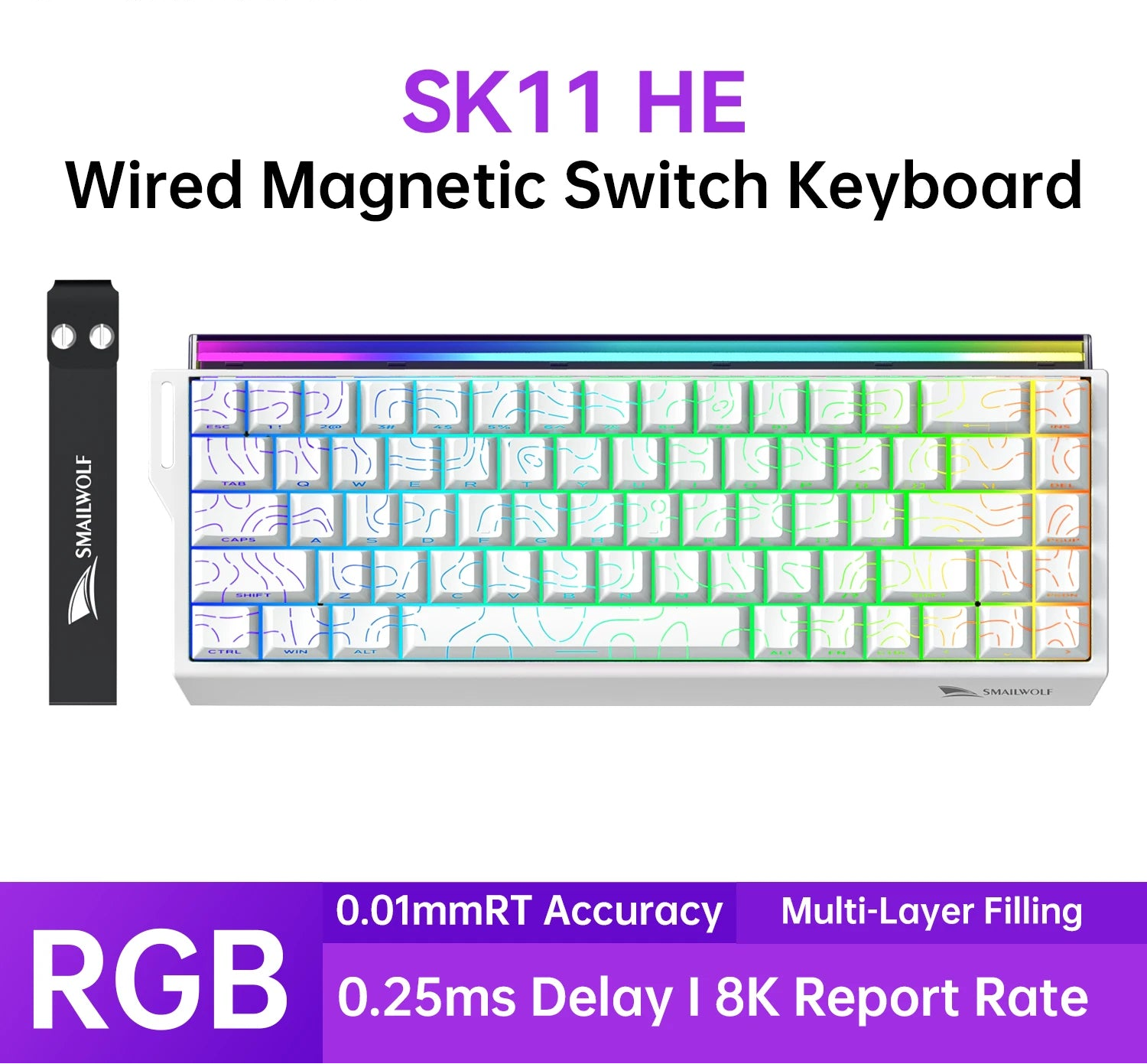 68 Percent Magnetic Switch Mechanical Gaming Keyboard with Rapid Trigger and 8K Polling Rate