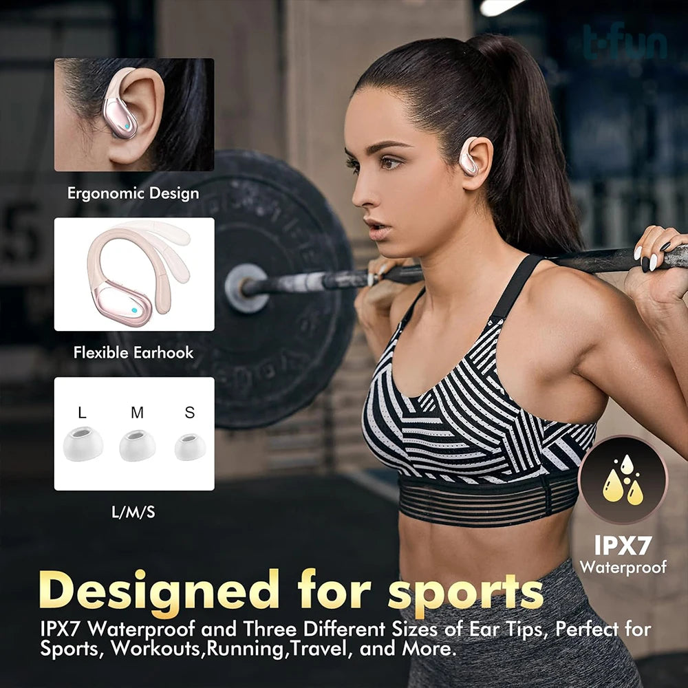 Wireless Bluetooth 5.3 Sport Earbuds with AI Noise Reduction and IPX7 Waterproof Design