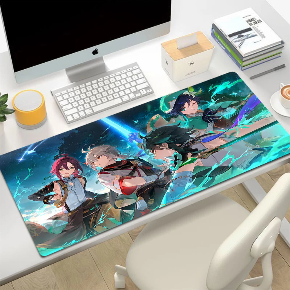 XL Anime Gaming Mouse Pad with Anti-slip Rubber Base, Stitched Edges, Custom Print Options