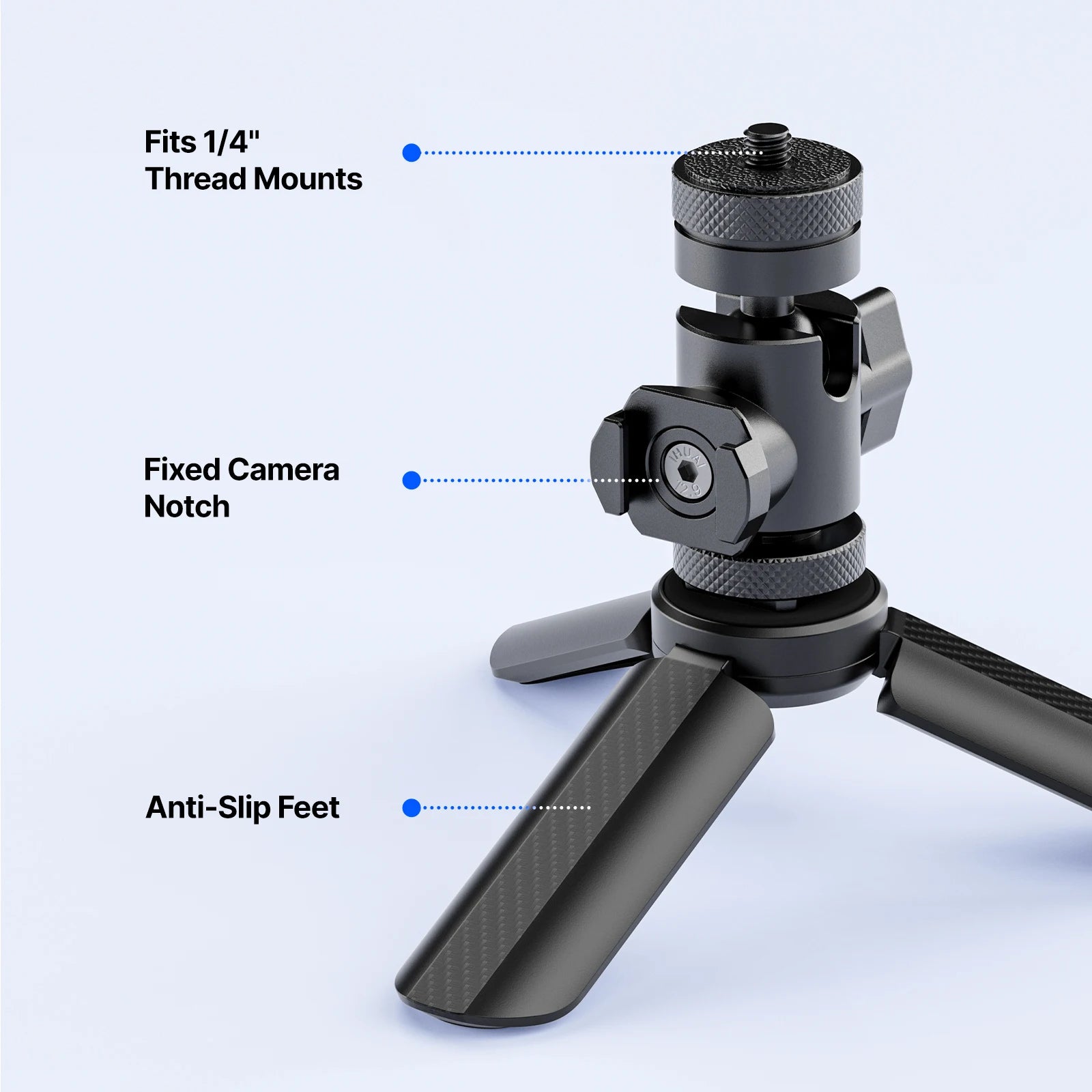 Foldable Desktop Tripod Microphone Stand with Non Slip Rubber Feet for Gaming Podcasting Meetings