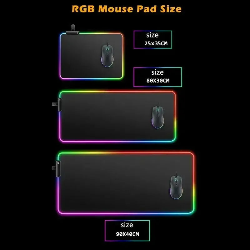 Large RGB LED Mouse Pad with Non-Slip Base, Waterproof Gaming Desk Mat for PC and Laptop Setup