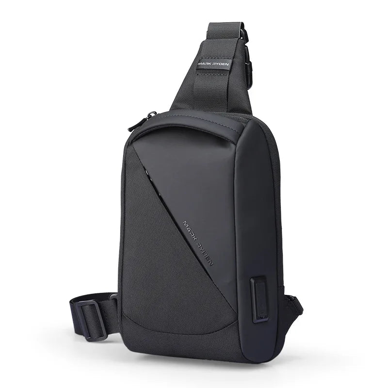 Men's Water Resistant Cycling Chest Bag with USB Charging, Anti-Theft and Multi-Compartment Storage