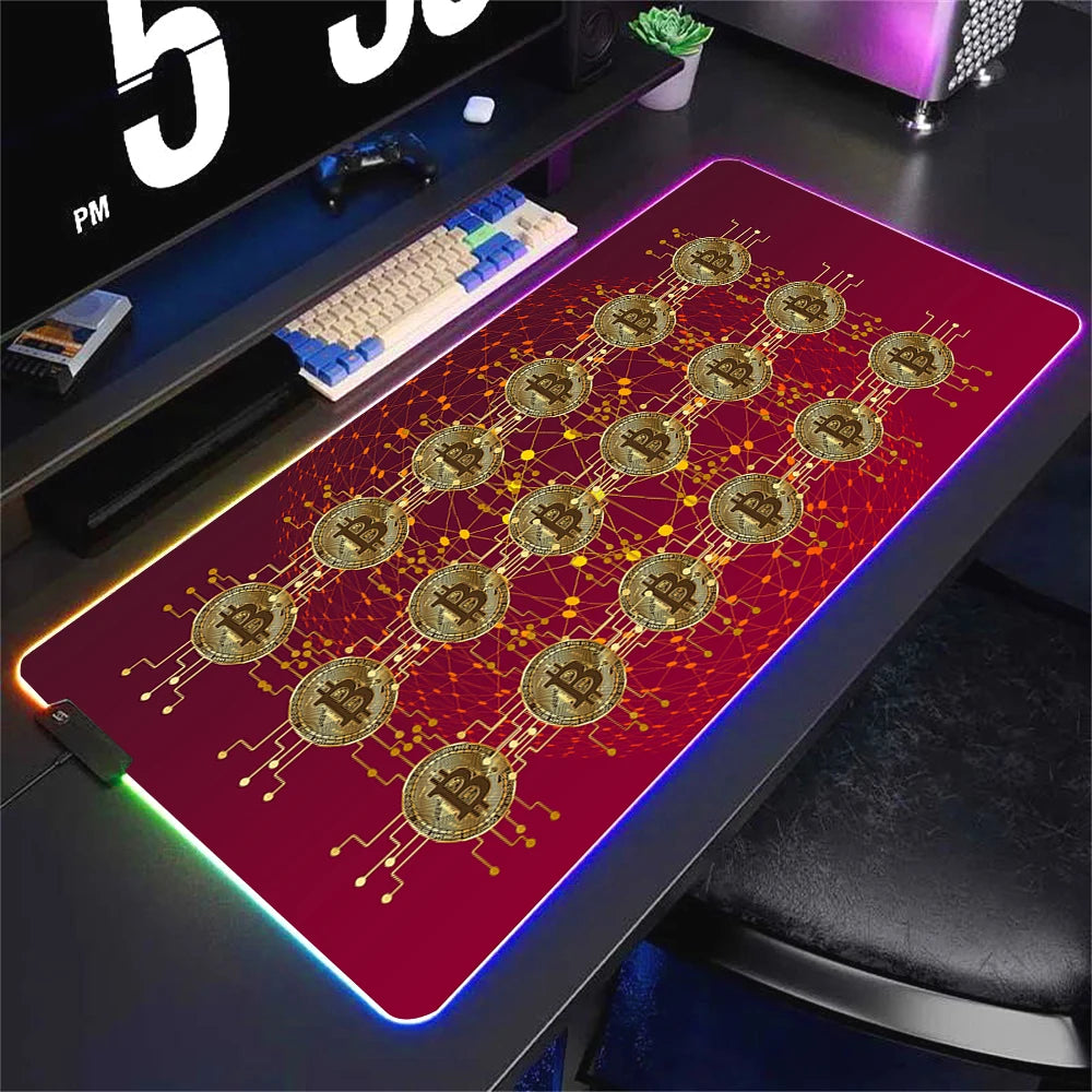 Oversized RGB LED Gaming Mouse Pad Non Slip Waterproof Desk Mat Multiple Sizes for PC Setup