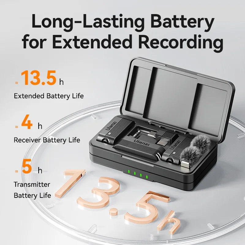 Ulanzi A100 Wireless Lavalier Microphone for iPhone 16/15 Pro, Camera & Real-Time Monitoring